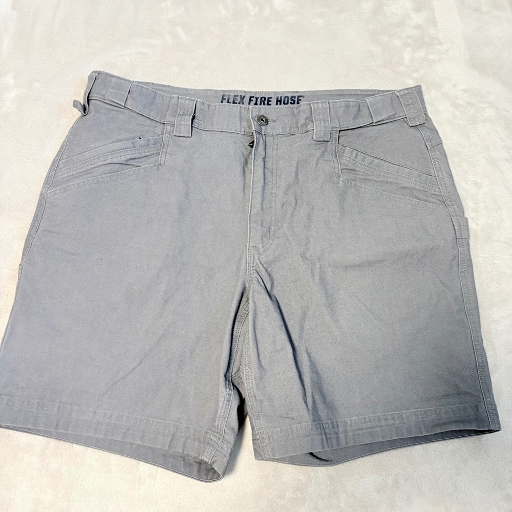 Duluth Trading Co Flex Fire Hose Cargo Shorts Mens Gray 38 Workwear Canvas